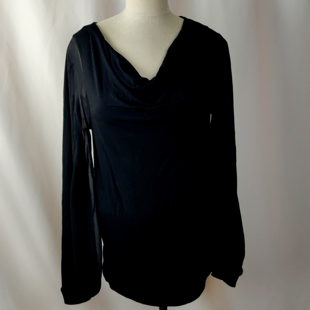 Jersey tunic with silk inset